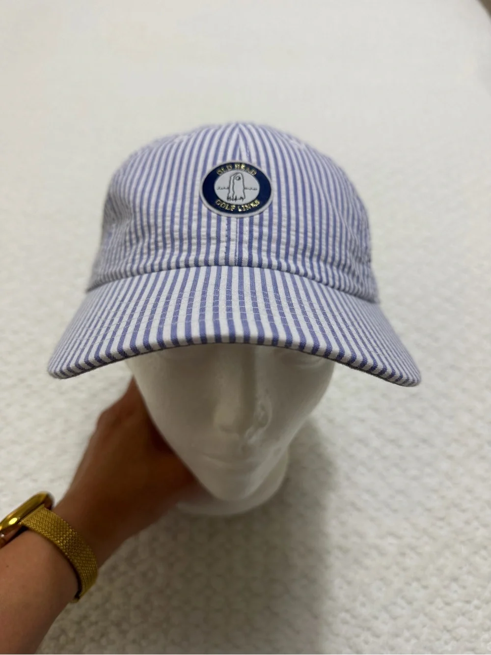 Old Head Golf Links American Needle Stripped Blue White Hat Cap Adjustable